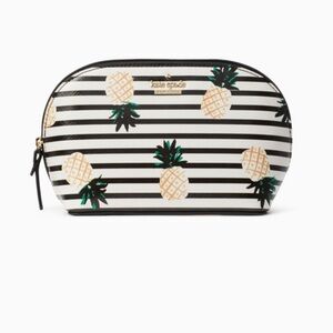 Kate Spade Black and White Striped Pineapple Pouch